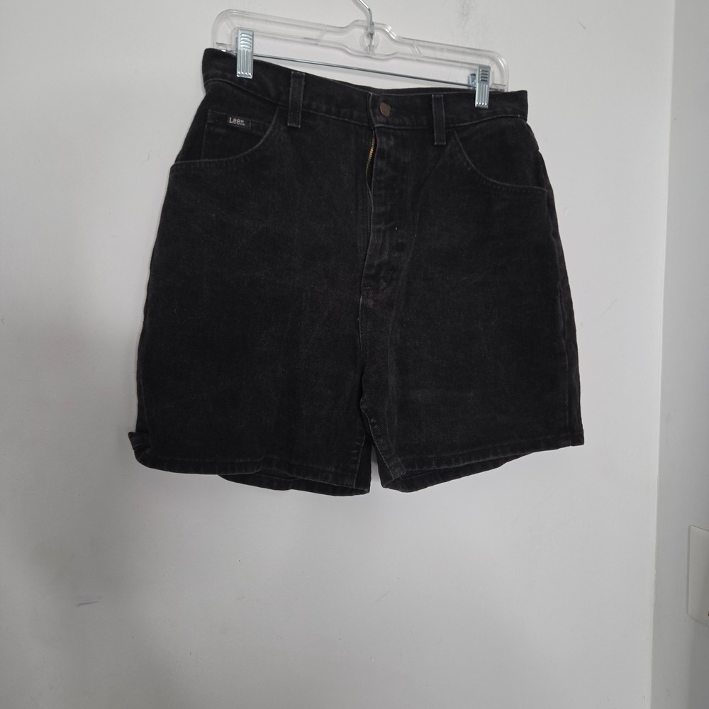 Lee Original Jeans Black Denim Shorts High Rise Vintage USA Made Womens 12M